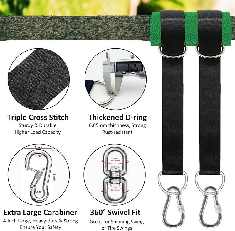 igolfluck Tree Swing Straps Hanging Kit 4FT/8FT/15FT/20FT/25FT, Extra Long Tree Swing Straps Holds 5500 lbs with Lock Carabiners & Tree Protectors, Safer for All Swing & Hammock (15FT) - Image 2